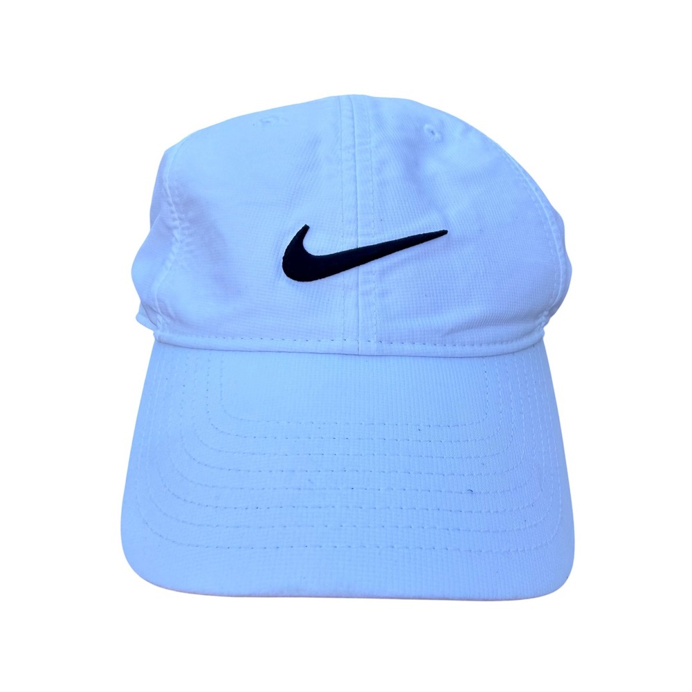 Nike Heritage86 Adjustable Hat White Black Swoosh Logo Baseball Cap Mens Womens